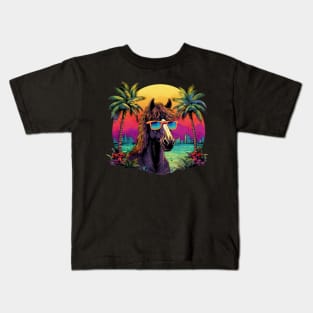 Retro Wave Canadian Horse Good Vibes Kids T-Shirt